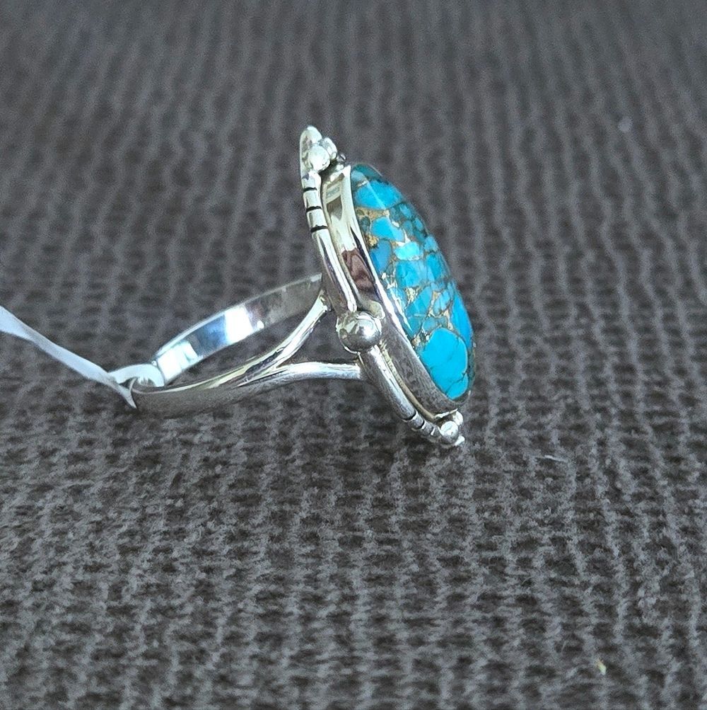 ✨️HP✨️ Shivam Oval Shaped Blue💙 Copper Turquoise Statement Ring💍 - NWT - Picture 14 of 16